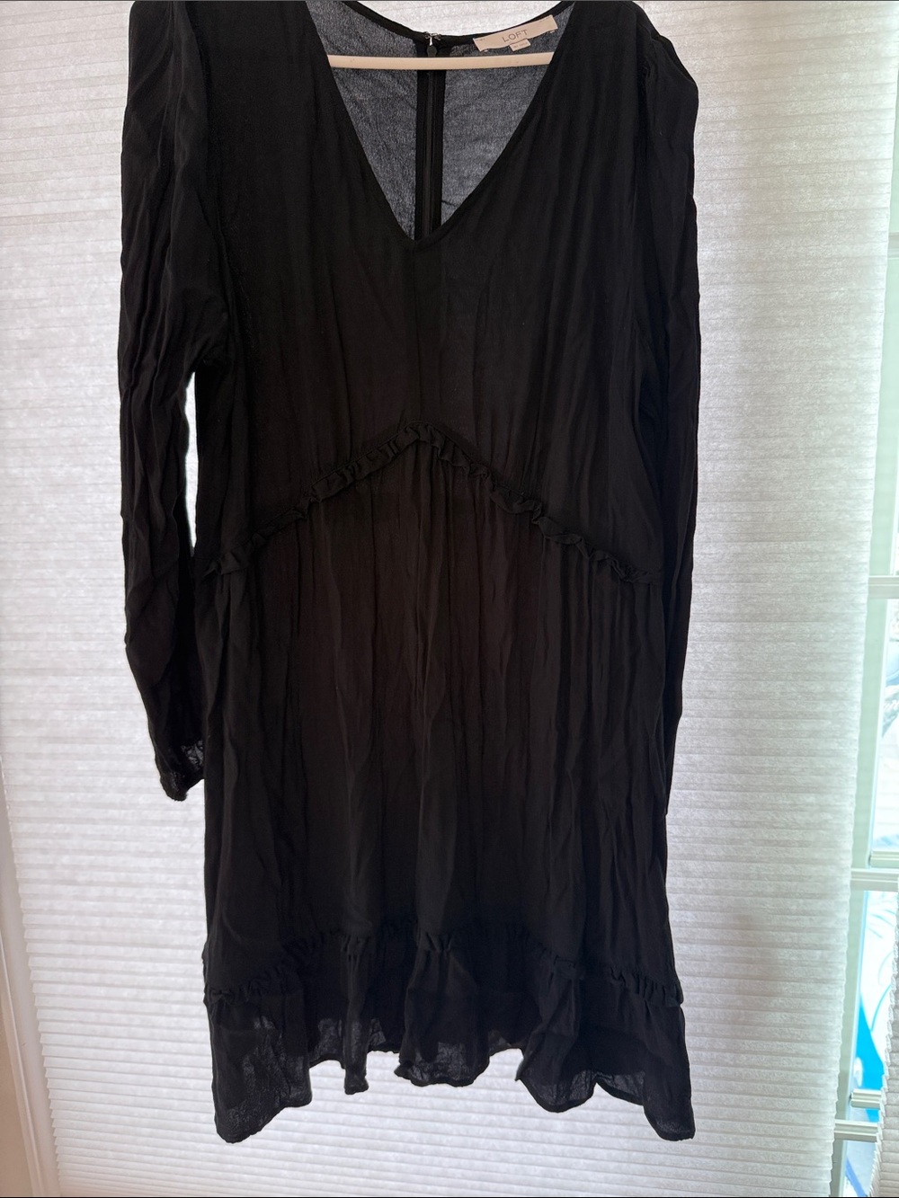 LOFT Black V-Neck Long-Sleeve Tunic